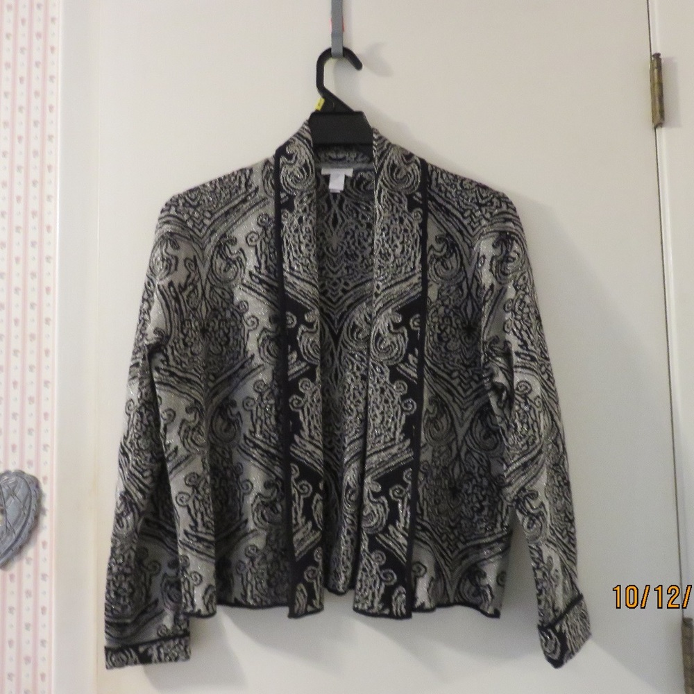 Chico's Black and Silver sweater jacket size 2